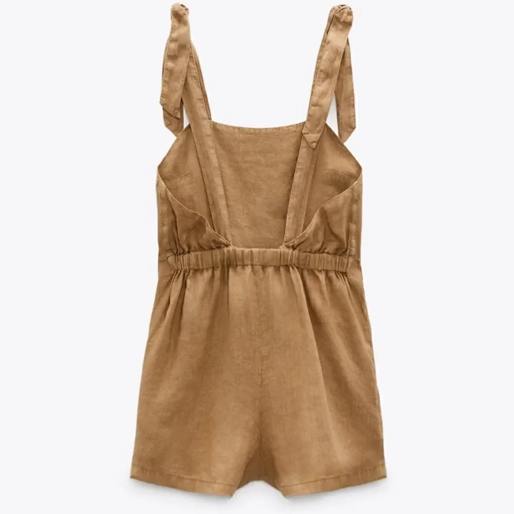 NWT Zara Linen Jumpsuit With Bow